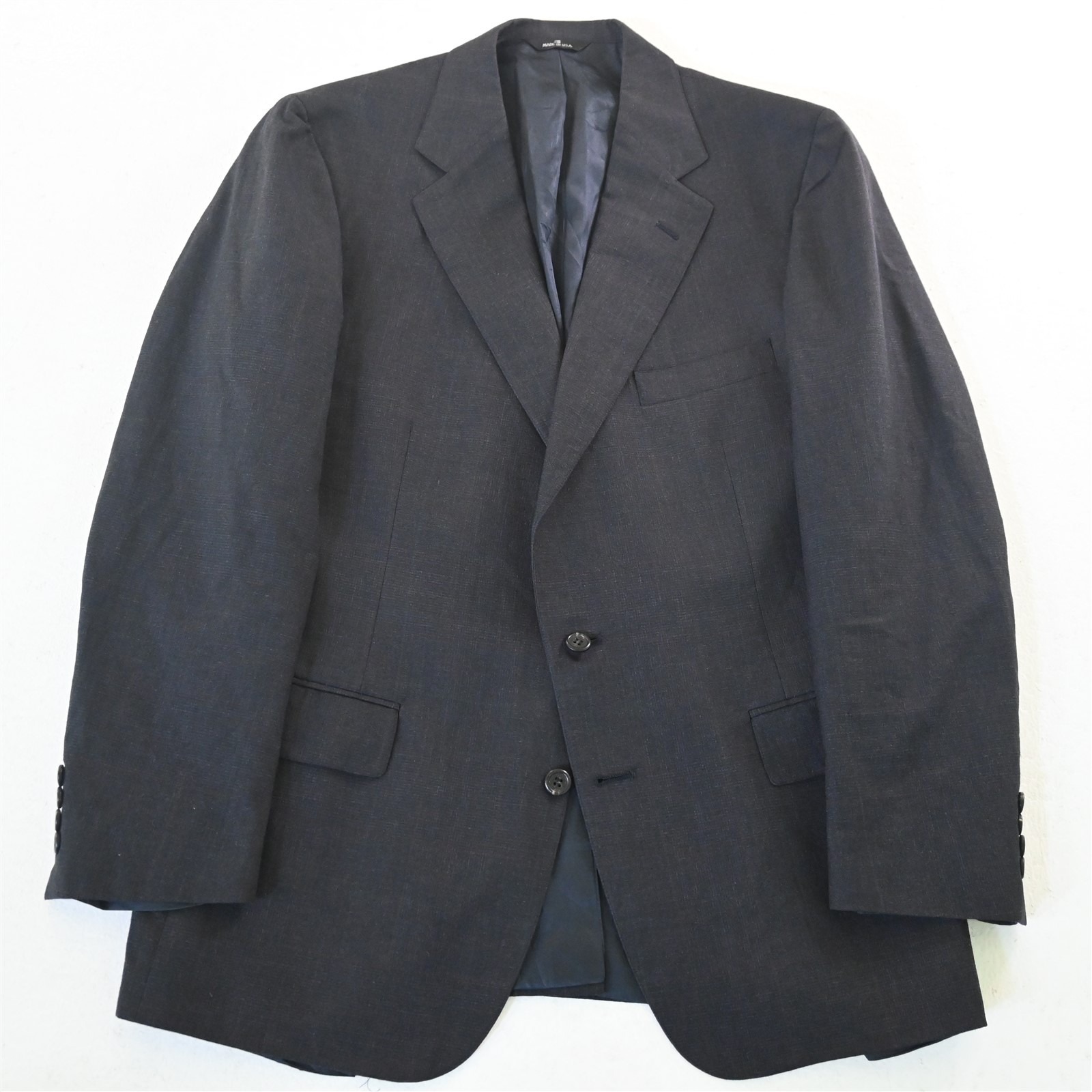 Vtg Ralph Lauren 40r Gray Glenn Check Usa Made Wool Blazer Jacket Sport Coat